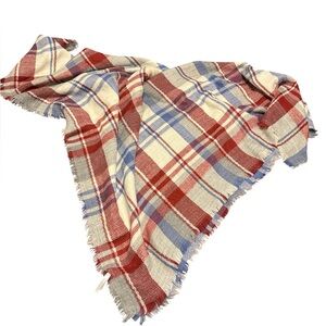Charlotte Russe Scarf. Red Cream and Blue Plaid.  See photos for measurements.